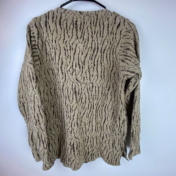 Vintage Carducci Womens Tan Brown Gold Button Down Chenille Sweater  Size Medium - Picture 2 of 5